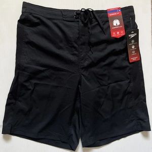 NWT Speedo Men's Hydrovent Black Short Swim Trunk Liner Water Repellent Sz L